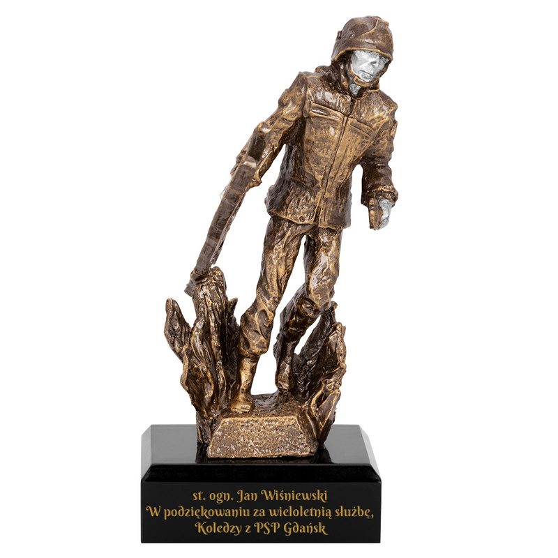 Statuetka odlewana – Strażak / Trofeum / Nagroda na Dzień Strażaka.