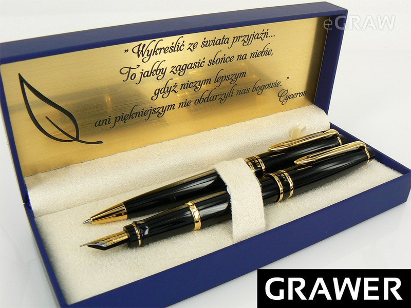 Zestaw Waterman Expert Czarny GT: pióro i długopis z grawerem