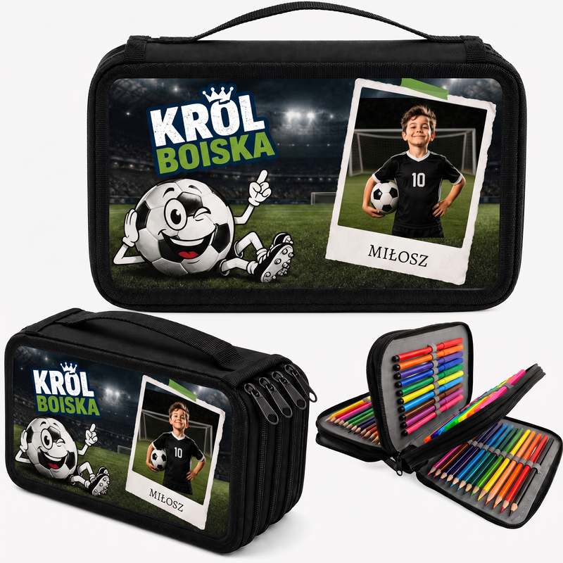 Personalizowany piórnik piłkarski ze zdjęciem i imieniem – Król Boiska