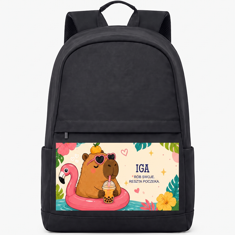 Personalizowany plecak szkolny z uroczą kapibarą i imieniem