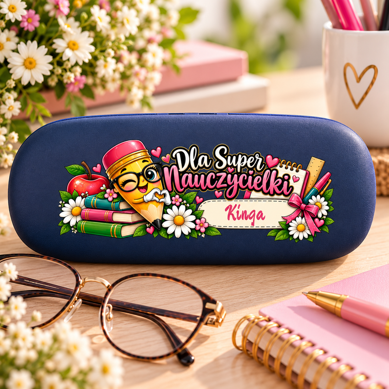 Etui futerał na okulary - granatowe / Prezent na Dzień Nauczyciela / Prezent na Zakończenie Roku Szkolnego / etui na okulary wzorowy Nauczyciel