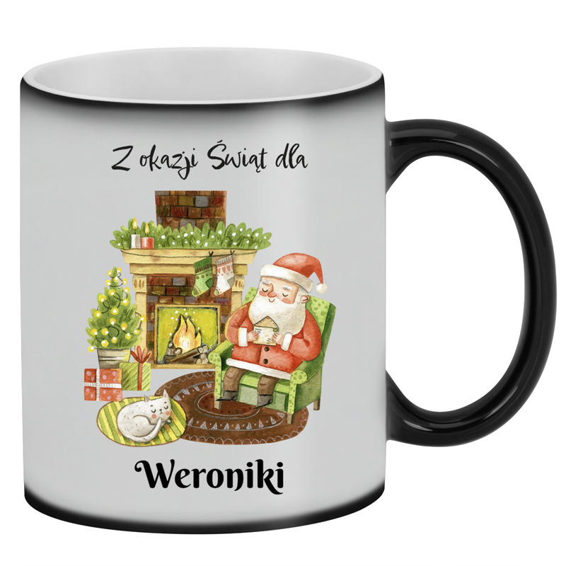 Magiczny kubek świąteczny z nadrukiem / Spokojne Święta / Prezent na Mikołaja / kubek zmieniający kolor