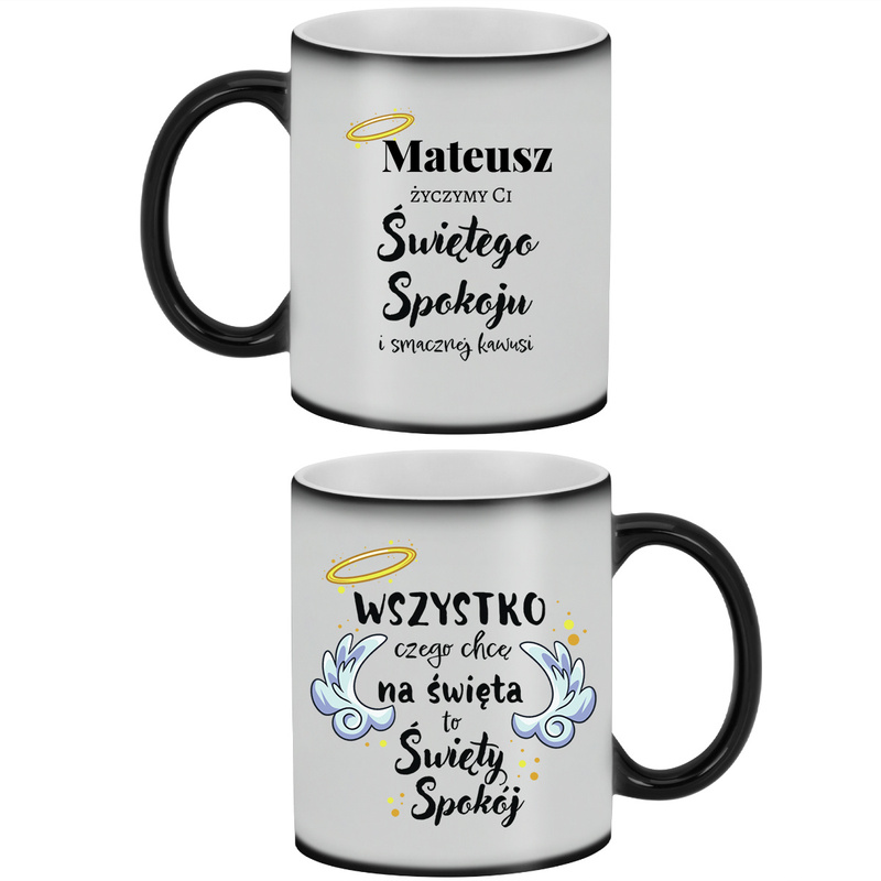 Magiczny kubek świąteczny z nadrukiem / Świętego Spokoju / Prezent na Mikołaja / kubek zmieniający kolor
