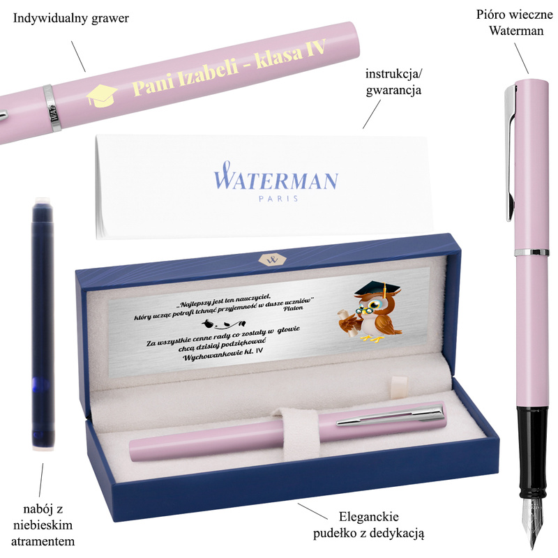 Prezent dla wychowawcy: pióro Waterman Allure pastelowy róż z grawerem